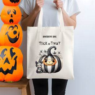 Spooky Halloween Kitten Black Striped Pumpkin Tragetasche