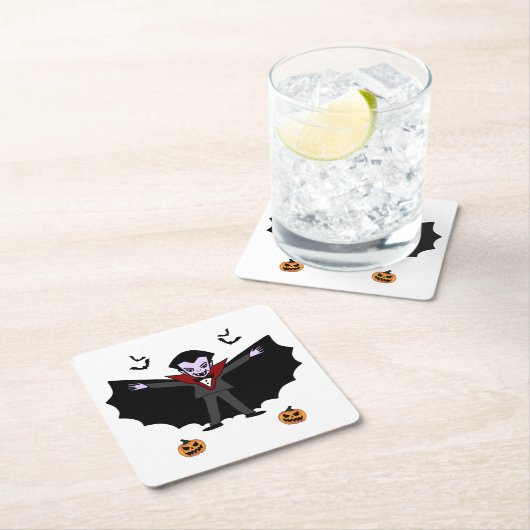 Spooky Halloween Kostüm Party Dracula Vampire Rechteckiger Pappuntersetzer (Vor Ort)