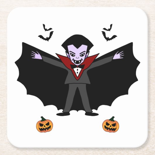 Spooky Halloween Kostüm Party Dracula Vampire Rechteckiger Pappuntersetzer (Vorderseite)