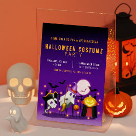 Spooky Halloween Kostüm Party Orange und Lila Einladung