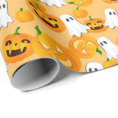 Spooky Halloween Kürbislaterne Creepy Ghost Geschenkpapier (Rolleneckpunkt)