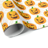 Spooky Halloween Kürbislaterne White Orange Geschenkpapier (Rolleneckpunkt)
