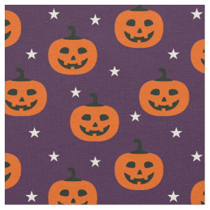 Spooky Halloween Kürbislaternen & Stars Stoff