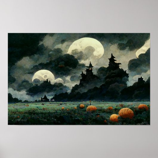 Spooky Halloween Landschaft Poster (Vorne)