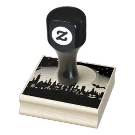 Spooky Halloween Landschaft Tinte Briefmarke Gummistempel