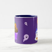 Spooky Halloween Leckereien Ghost und Pumpkin Cupc Zweifarbige Tasse (Mittel)