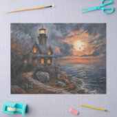 Spooky Halloween Lighthouse Szene für Decoupage Seidenpapier (Basteln)
