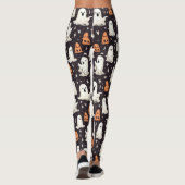 Spooky Halloween Little Ghosts Black Orange White Leggings (Rückseite)