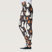 Spooky Halloween Little Ghosts Black Orange White Leggings (Links)
