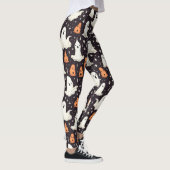 Spooky Halloween Little Ghosts Black Orange White Leggings (Rechts)