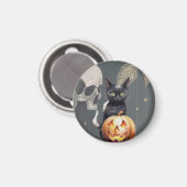 Spooky Halloween Magnet mit schwarzer Katze (Vorderseite/Rückseite)