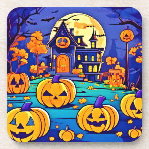 Spooky Halloween Mansion Artwork Getränkeuntersetzer