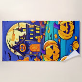 Spooky Halloween Mansion Artwork Strandtuch (Vorderseite)