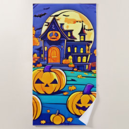 Spooky Halloween Mansion Artwork Strandtuch