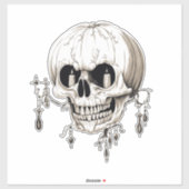 Spooky Halloween Melting Cranium With Bat Imagery  Aufkleber (Blatt)