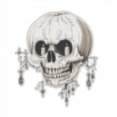 Spooky Halloween Melting Cranium With Bat Imagery  Aufkleber (Vorderseite)