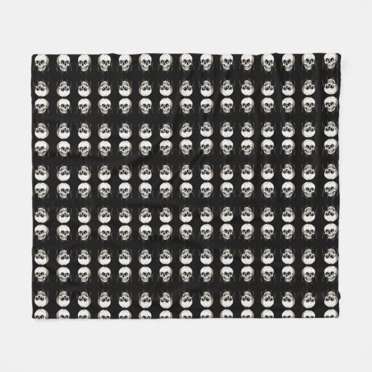 Spooky Halloween Melting Cranium With Bat Imagery Fleecedecke (Vorderseite (Horizontal))