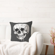 Spooky Halloween Melting Cranium With Bat Imagery 