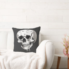 Spooky Halloween Melting Cranium With Bat Imagery  Kissen