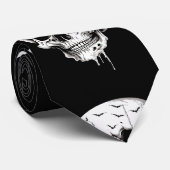 Spooky Halloween Melting Cranium With Bat Imagery Krawatte (Gerollt)