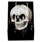 Spooky Halloween Melting Cranium With Bat Imagery Mittlere Geschenktüte (Rückseite)