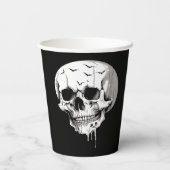 Spooky Halloween Melting Cranium With Bat Imagery  Pappbecher (Rückseite)