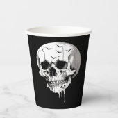 Spooky Halloween Melting Cranium With Bat Imagery  Pappbecher (Vorderseite)