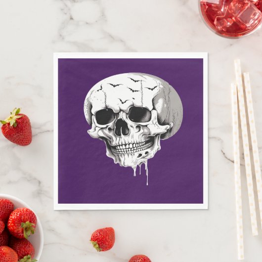 Spooky Halloween Melting Cranium With Bat Imagery  Serviette (Beispiel)