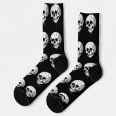 Spooky Halloween Melting Cranium With Bat Imagery Socken (Linkes Detail)