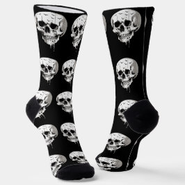 Spooky Halloween Melting Cranium With Bat Imagery  Socken