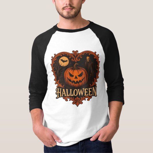 Spooky Halloween Men’s 3/4 Sleeve Raglan T-Shirt | (Vorderseite)