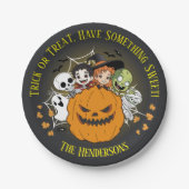 Spooky Halloween Monster Cartoon Trick oder Trete Pappteller (Vorderseite)