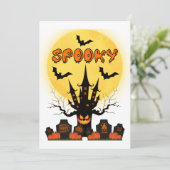 Spooky Halloween Moon Einladung (Stehend Vorderseite)