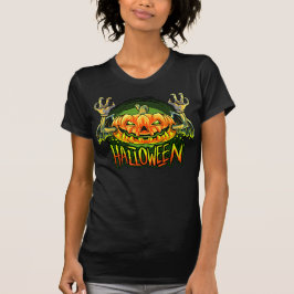 Spooky Halloween Neon Bat Pumpkin T-Shirt