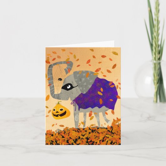 Spooky Halloween Niedlich Elephant BLANK Grußkarte Dankeskarte (Vorderseite)