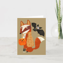 Spooky Halloween Niedlich Fox BLANK Grußkarte Dankeskarte