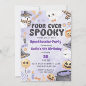 Spooky Halloween Niedlich Ghost 4. Geburtstag Einladung (Vorderseite)