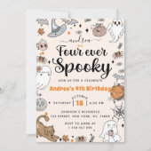 Spooky Halloween Niedlich Ghost 4. Geburtstag Part Einladung (Vorderseite)