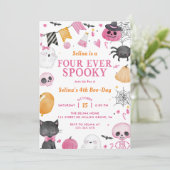 Spooky Halloween Niedlich Ghost 4. Geburtstag Part Einladung (Stehend Vorderseite)