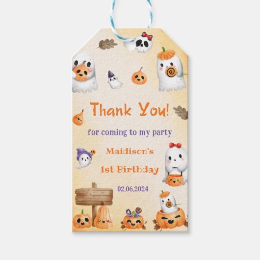 Spooky Halloween Niedlich Ghost Danke Geschenkanhänger (Vorderseite)
