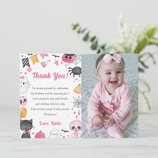 Spooky Halloween Niedlich Ghost Dankeschön Ihr Car Dankeskarte (Stehend Vorderseite)