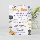 Spooky Halloween Niedlich Ghost Geburtstagsparty Einladung (Stehend Vorderseite)