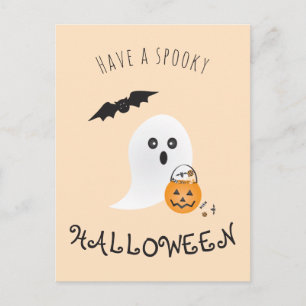 Spooky Halloween Niedlich Ghost Trick oder Behandl Postkarte
