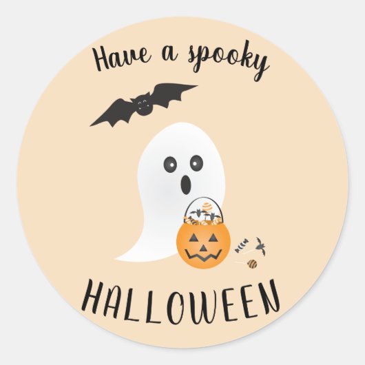 Spooky Halloween Niedlich Ghost Trick oder Tretboo Runder Aufkleber (Vorderseite)