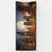 Spooky Halloween Night Cityscape mit Pumpkin Banner (Vertikal)