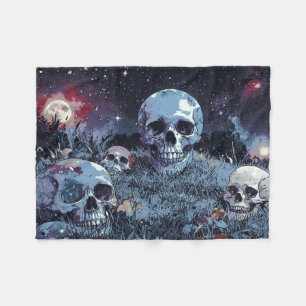 Spooky Halloween Night - Eerie Skulls Fleecedecke