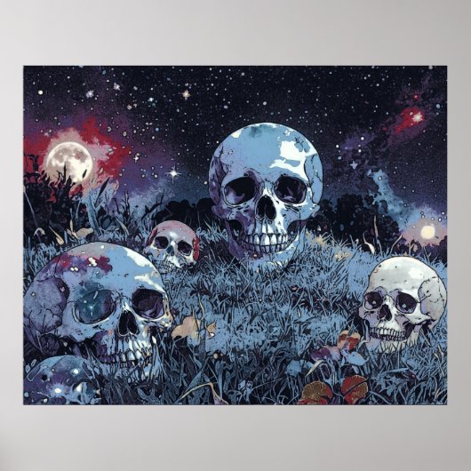 Spooky Halloween Night - Eerie Skulls Poster (Vorne)
