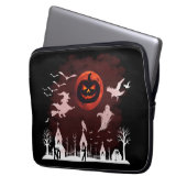 Spooky Halloween Night Full Moon Pumpkin Szene Laptopschutzhülle (Vorderseite Links)