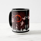 Spooky Halloween Night Full Moon Pumpkin Szene Tasse (Vorderseite Links)