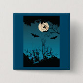 Spooky Halloween Night Full Moon und Flying Bats Button (Vorderseite)